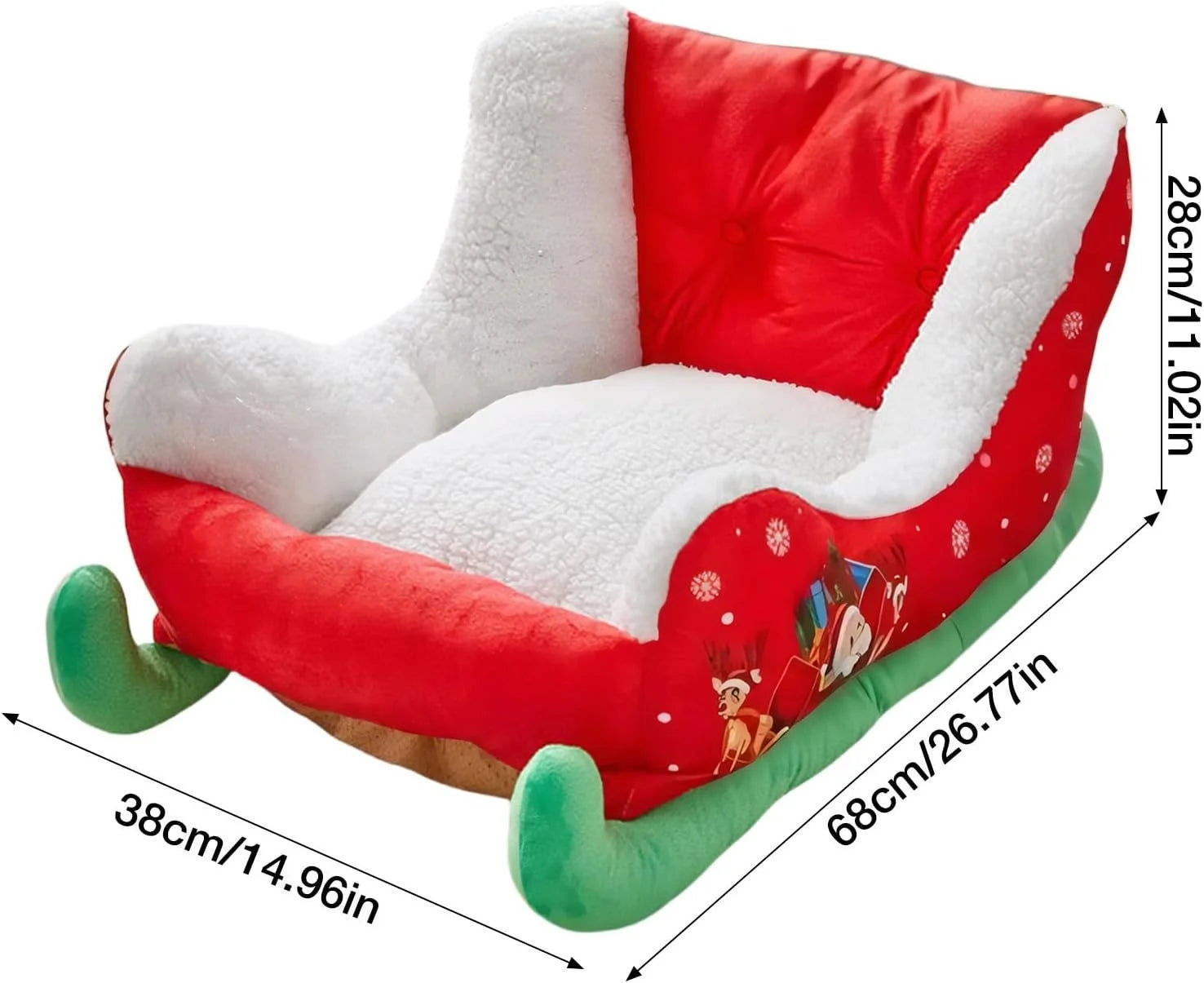 Christmas Dog Beds for Small Dogs，15" X 27.6" Sleigh Shaped Pet Beds,Washable Small Dog Cat Bed, Comfort and Fuzzy Pet Couch Sofa Bed,Warming Pets Bed for Indooor Home,Bedroom,Winter Holiday
