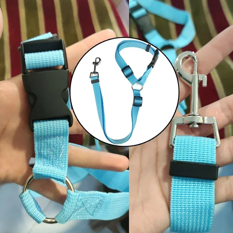 1PC Pet Car Seat Belt Nylon Lead Leash Backseat Safety Belt Adjustable Pet Collars Dog Collar Cat Collar