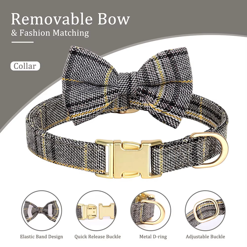 Nylon Dog Collar Harness Leash Set Adjustable Puppy Dogs Harnesses Vest Cute Bowknot Pet Collars with Lead for Small Medium Dogs