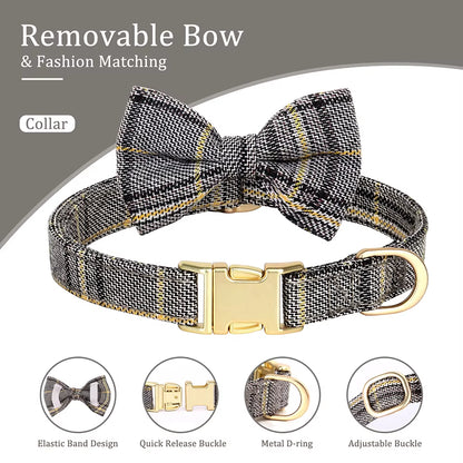 Nylon Dog Collar Harness Leash Set Adjustable Puppy Dogs Harnesses Vest Cute Bowknot Pet Collars with Lead for Small Medium Dogs