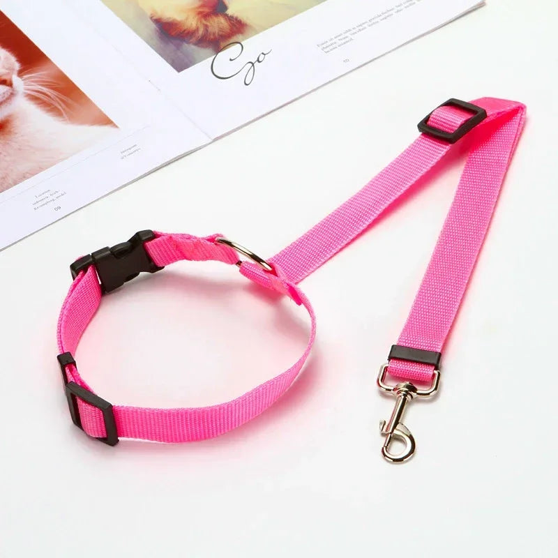 1PC Pet Car Seat Belt Nylon Lead Leash Backseat Safety Belt Adjustable Pet Collars Dog Collar Cat Collar
