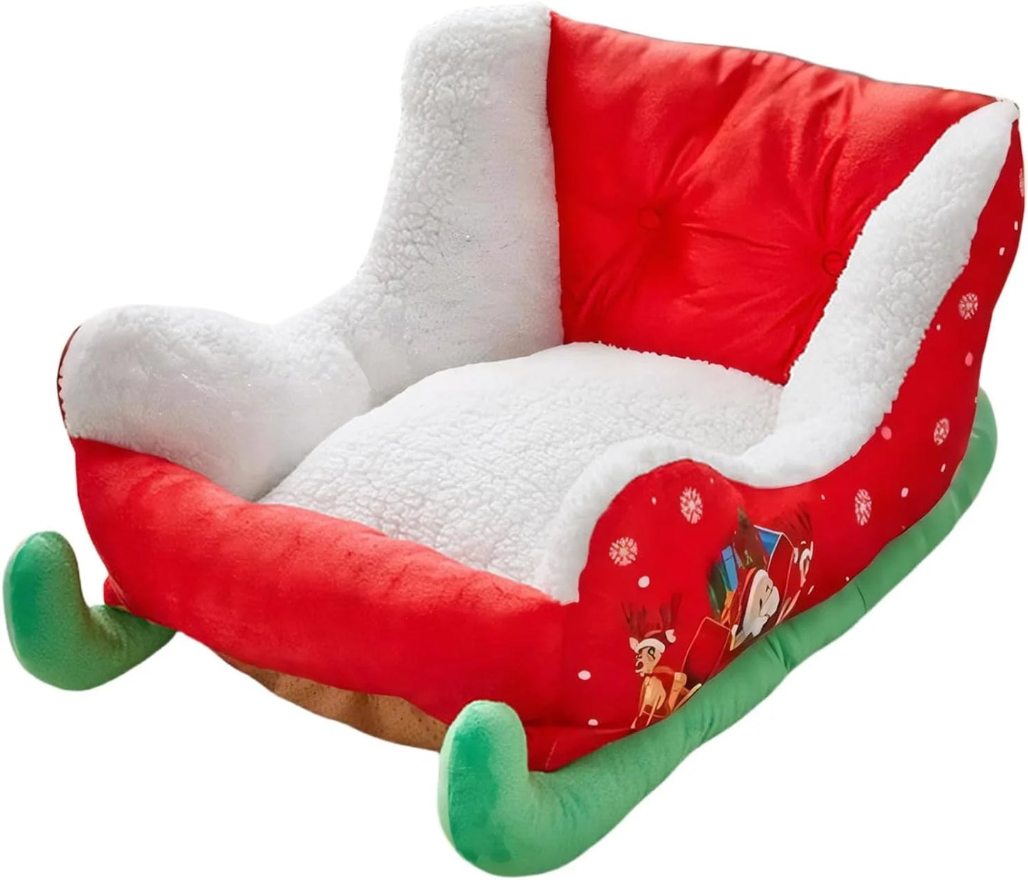 Christmas Dog Beds for Small Dogs，15" X 27.6" Sleigh Shaped Pet Beds,Washable Small Dog Cat Bed, Comfort and Fuzzy Pet Couch Sofa Bed,Warming Pets Bed for Indooor Home,Bedroom,Winter Holiday