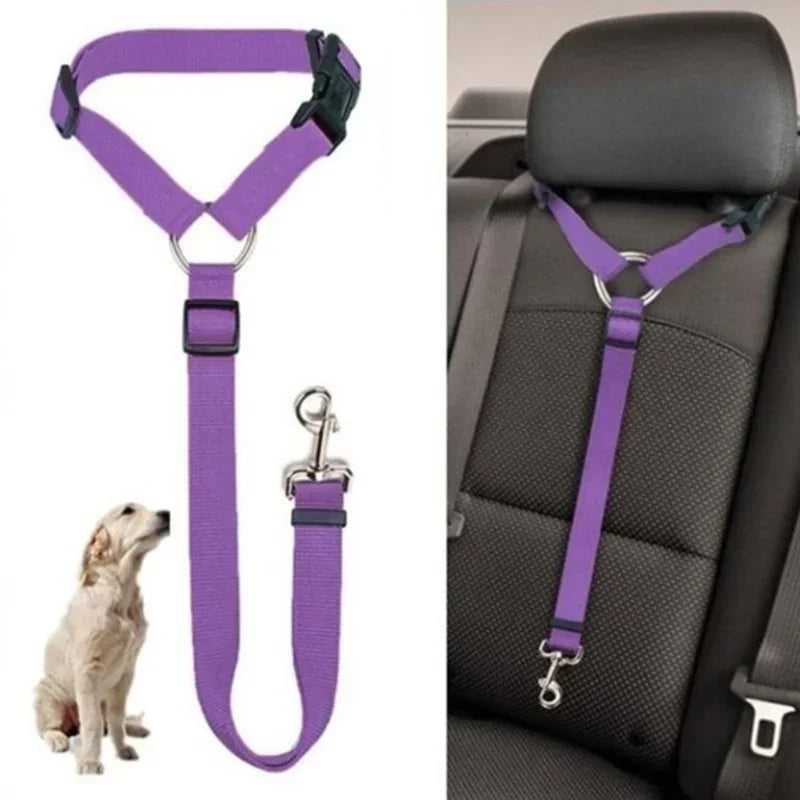 1PC Pet Car Seat Belt Nylon Lead Leash Backseat Safety Belt Adjustable Pet Collars Dog Collar Cat Collar