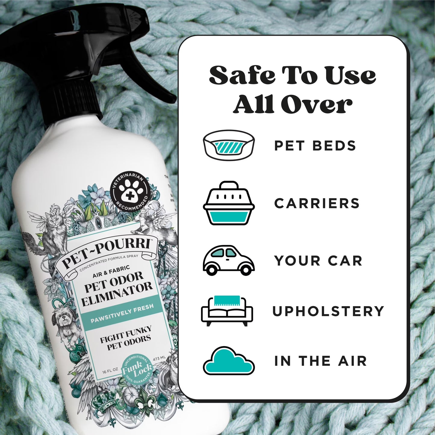 Pet~Pourri Pawsitively Fresh Pet & Home Deodorizer Spray, Jasmine + Fresh Air + Pear, 16Oz