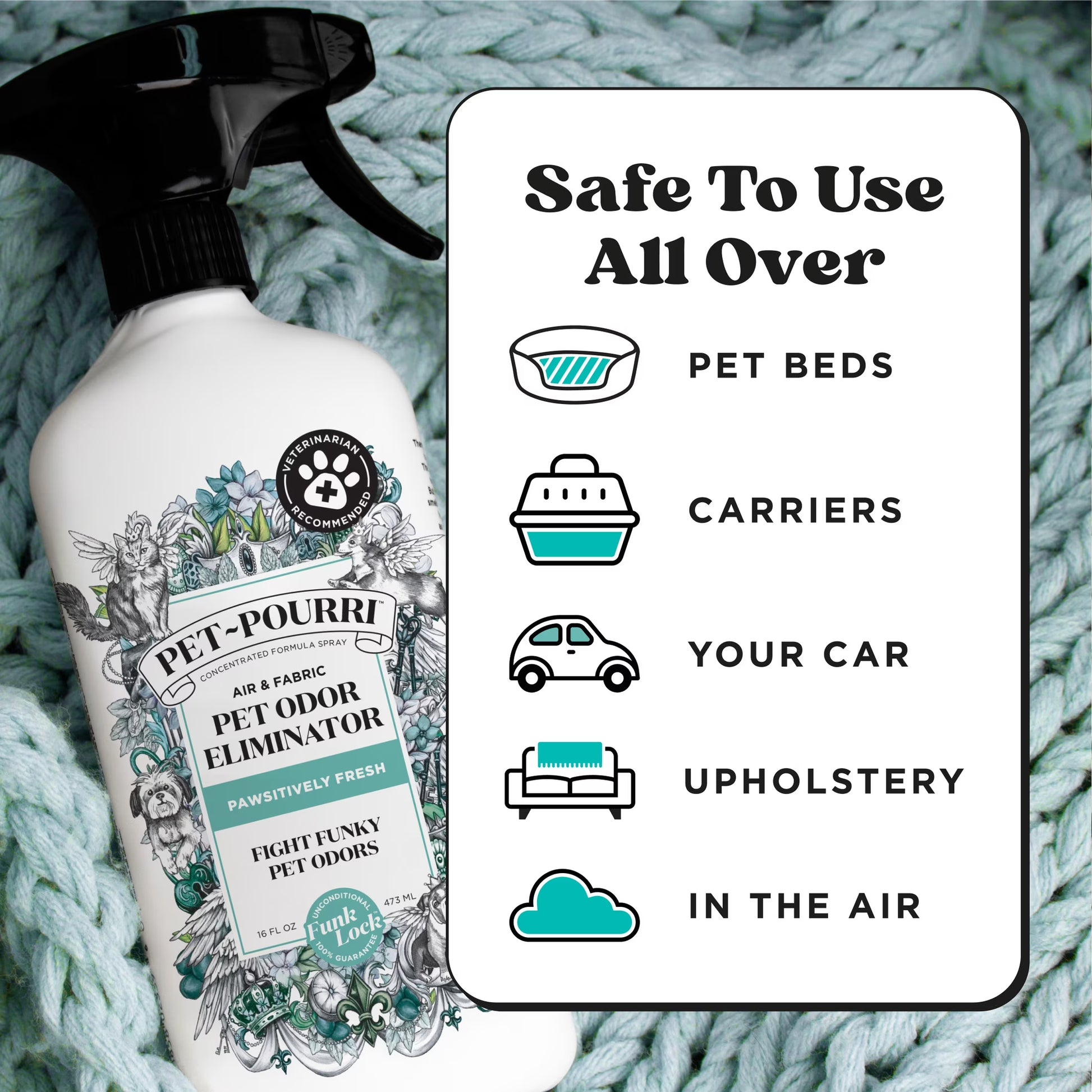 Pet~Pourri Pawsitively Fresh Pet & Home Deodorizer Spray, Jasmine + Fresh Air + Pear, 16Oz