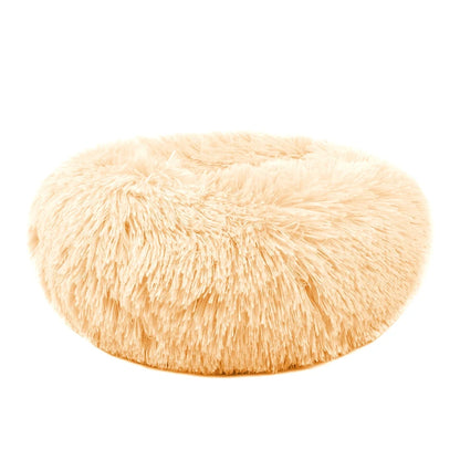 Round Plush Pet Bed for Dogs & Cats,Fluffy Soft Warm Calming Dog Bed Sleeping Kennel Nest,27.6 X 27.6 X 8"