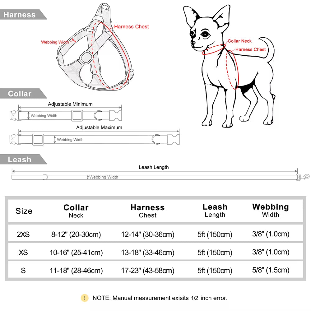 Nylon Dog Collar Harness Leash Set Adjustable Puppy Dogs Harnesses Vest Cute Bowknot Pet Collars with Lead for Small Medium Dogs
