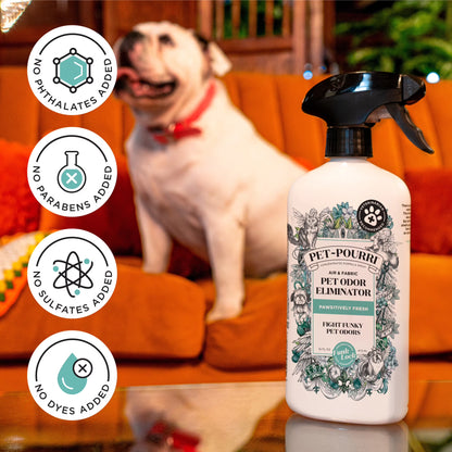 Pet~Pourri Pawsitively Fresh Pet & Home Deodorizer Spray, Jasmine + Fresh Air + Pear, 16Oz