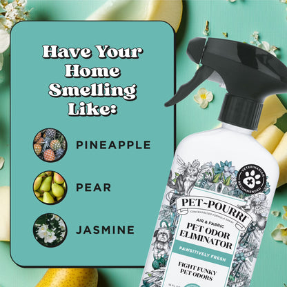 Pet~Pourri Pawsitively Fresh Pet & Home Deodorizer Spray, Jasmine + Fresh Air + Pear, 16Oz