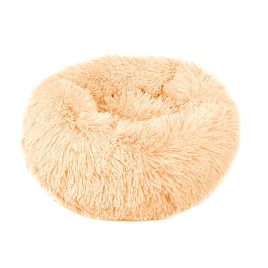 Round Plush Pet Bed for Dogs & Cats,Fluffy Soft Warm Calming Dog Bed Sleeping Kennel Nest,27.6 X 27.6 X 8"