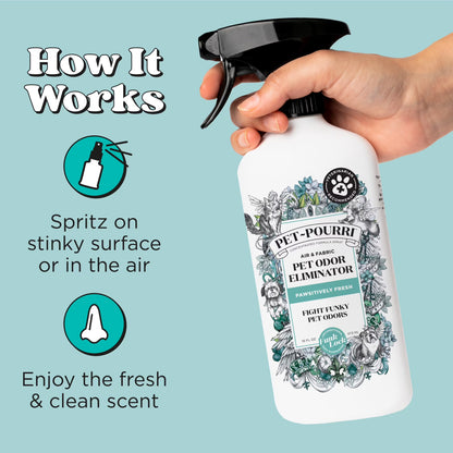 Pet~Pourri Pawsitively Fresh Pet & Home Deodorizer Spray, Jasmine + Fresh Air + Pear, 16Oz