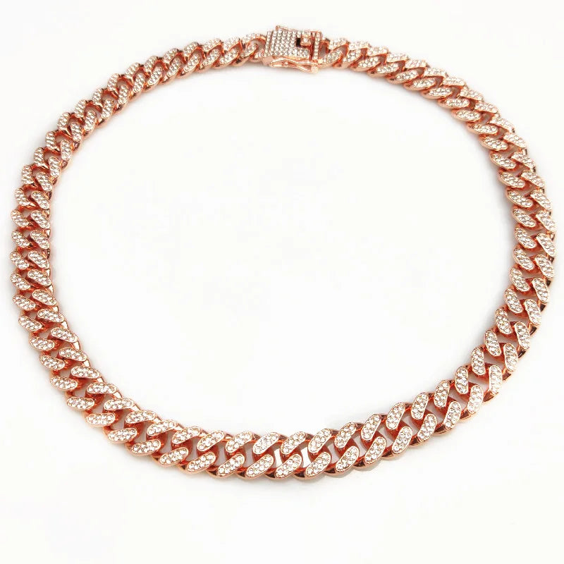 Luxury Gold Chain Dog Collar Puppy Necklace Crystal Jewelry Accessories Cuban Link Pet Collar for Small Medium Large Dogs