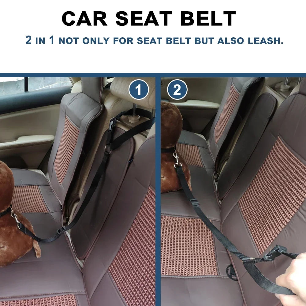 1PC Pet Car Seat Belt Nylon Lead Leash Backseat Safety Belt Adjustable Pet Collars Dog Collar Cat Collar